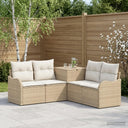vidaXL Bankstel 5 st Zwart Poly Rattan en Staal