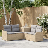 vidaXL Bankstel 5 st Zwart Poly Rattan en Staal