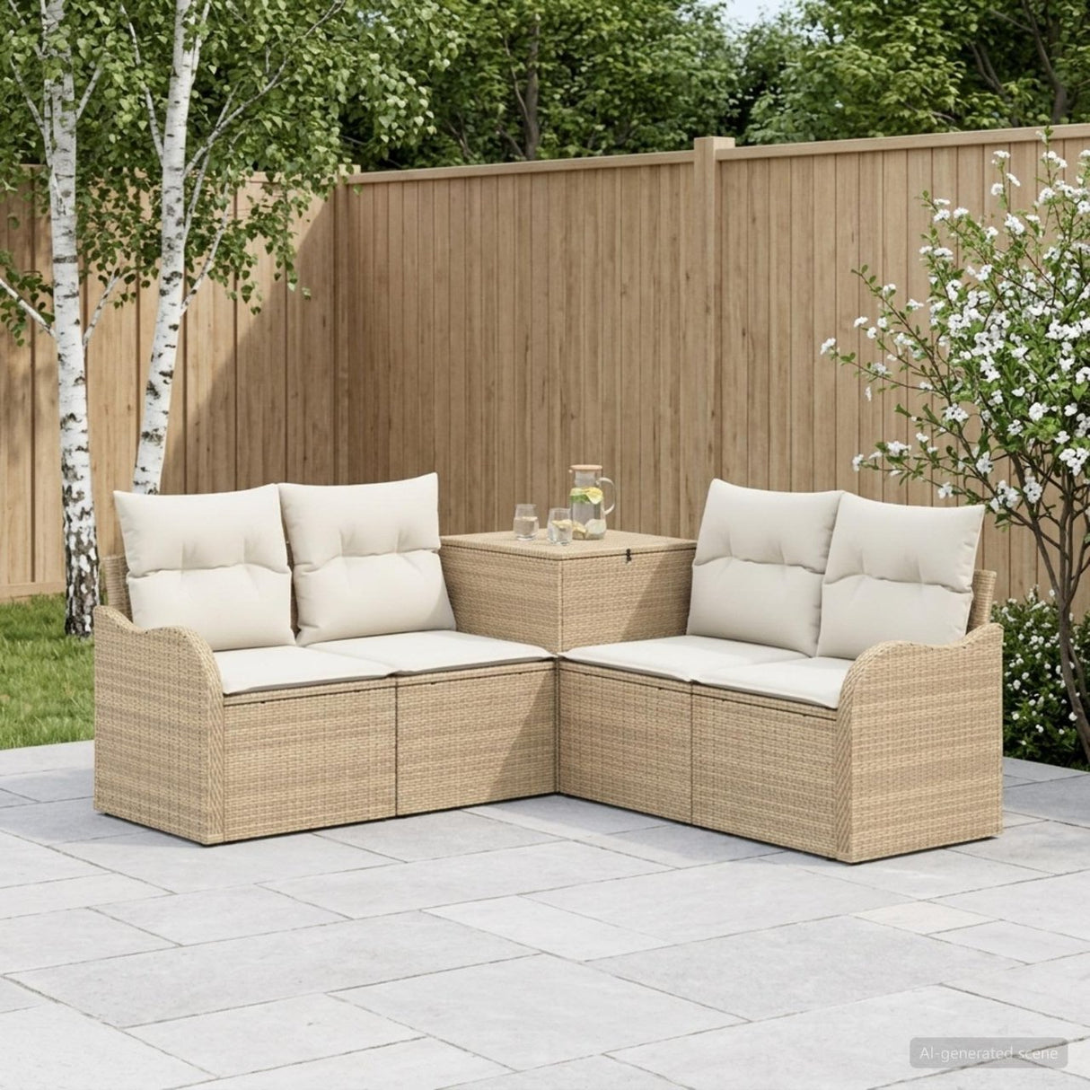 vidaXL Bankstel 5 st Zwart Poly Rattan en Staal