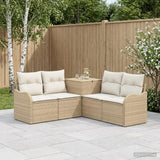 vidaXL Bankstel 5 st Zwart Poly Rattan en Staal