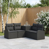vidaXL Bankstel 5 st Zwart Poly Rattan en Staal