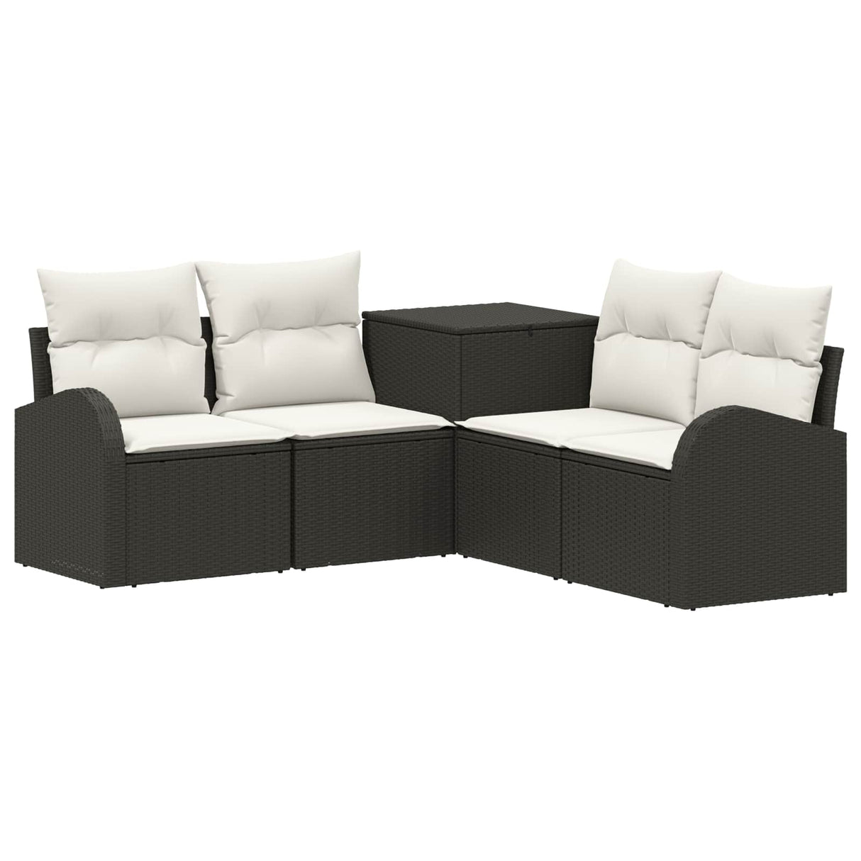 vidaXL Bankstel 5 st Zwart Poly Rattan en Staal