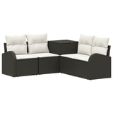 vidaXL Bankstel 5 st Zwart Poly Rattan en Staal