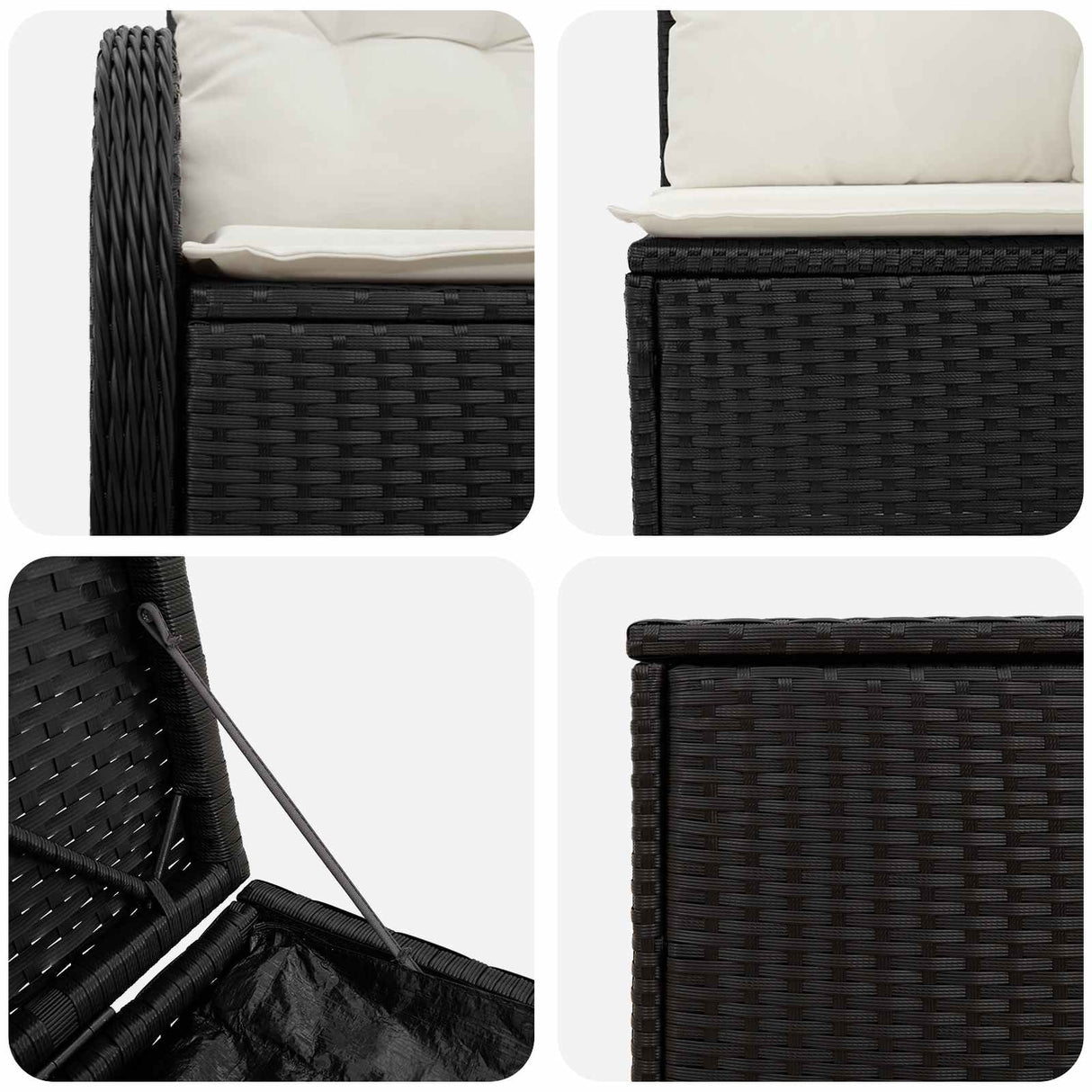 vidaXL Bankstel 5 st Zwart Poly Rattan en Staal