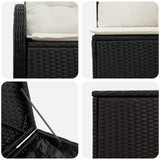 vidaXL Bankstel 5 st Zwart Poly Rattan en Staal