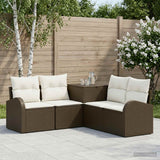 vidaXL Bankstel 5 st Zwart Poly Rattan en Staal