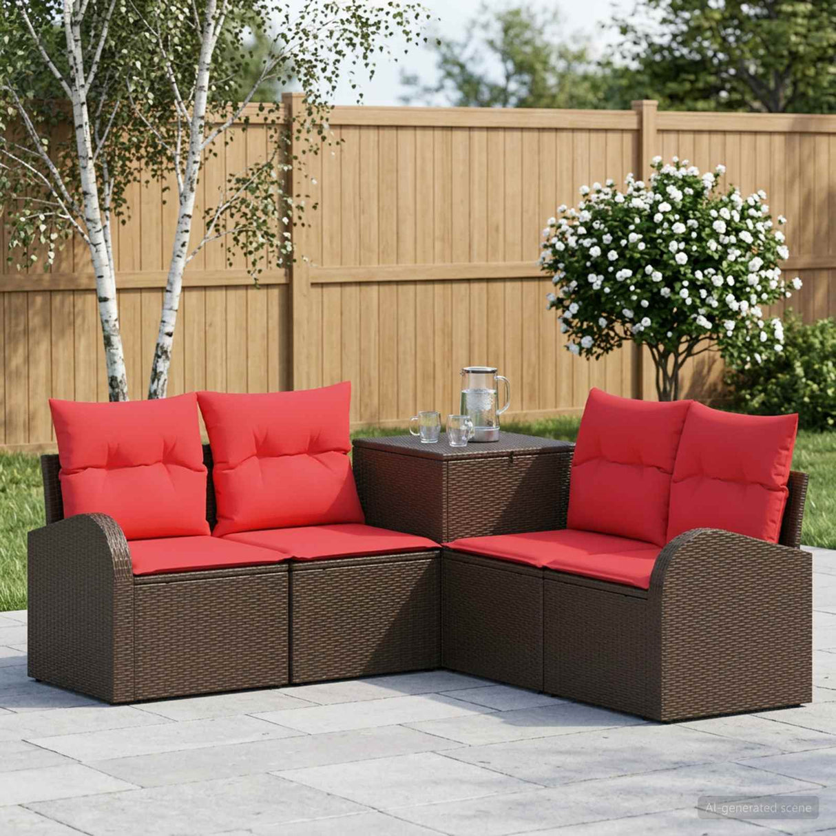 vidaXL Bankstel 5 st Zwart Poly Rattan en Staal