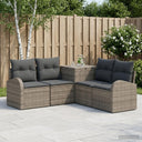 vidaXL Bankstel 5 st Zwart Poly Rattan en Staal