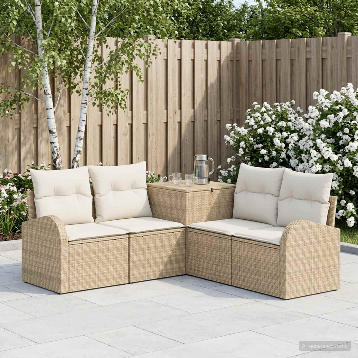 vidaXL Bankstel 5 st Zwart Poly Rattan en Staal