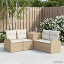 vidaXL Bankstel 5 st Zwart Poly Rattan en Staal