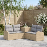 vidaXL Bankstel 5 st Zwart Poly Rattan en Staal