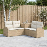vidaXL Bankstel 5 st Zwart Poly Rattan en Staal