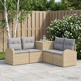 vidaXL Bankstel 5 st Zwart Poly Rattan en Staal