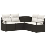vidaXL Bankstel 5 st Zwart Poly Rattan en Staal