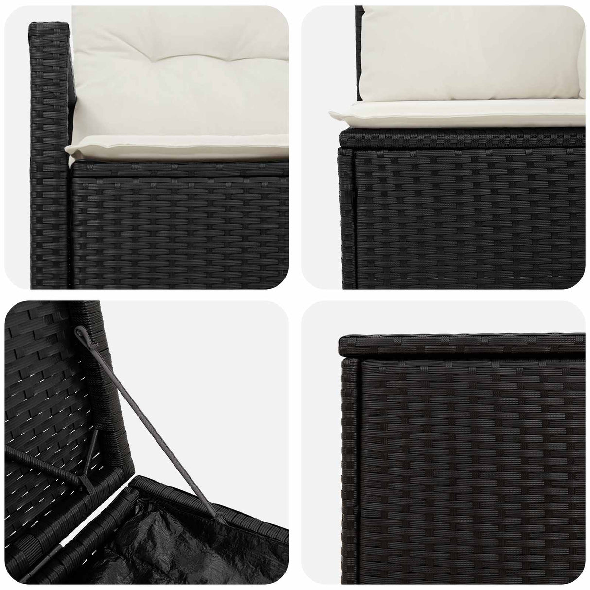 vidaXL Bankstel 5 st Zwart Poly Rattan en Staal