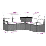 vidaXL Bankstel 5 st Zwart Poly Rattan en Staal