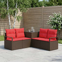 vidaXL Bankstel 5 st Zwart Poly Rattan en Staal