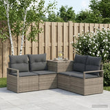 vidaXL Bankstel 5 st Zwart Poly Rattan en Staal