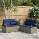 vidaXL Bankstel 5 st Zwart Poly Rattan en Staal