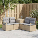 vidaXL Bankstel 5 st Zwart Poly Rattan en Staal