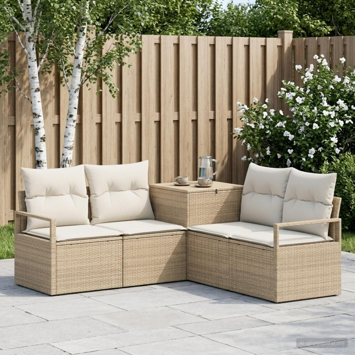 vidaXL Bankstel 5 st Zwart Poly Rattan en Staal