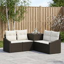 vidaXL Bankstel 5 st Zwart Poly Rattan en Staal