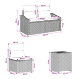 vidaXL Bankstel 5 st Zwart Poly Rattan en Staal