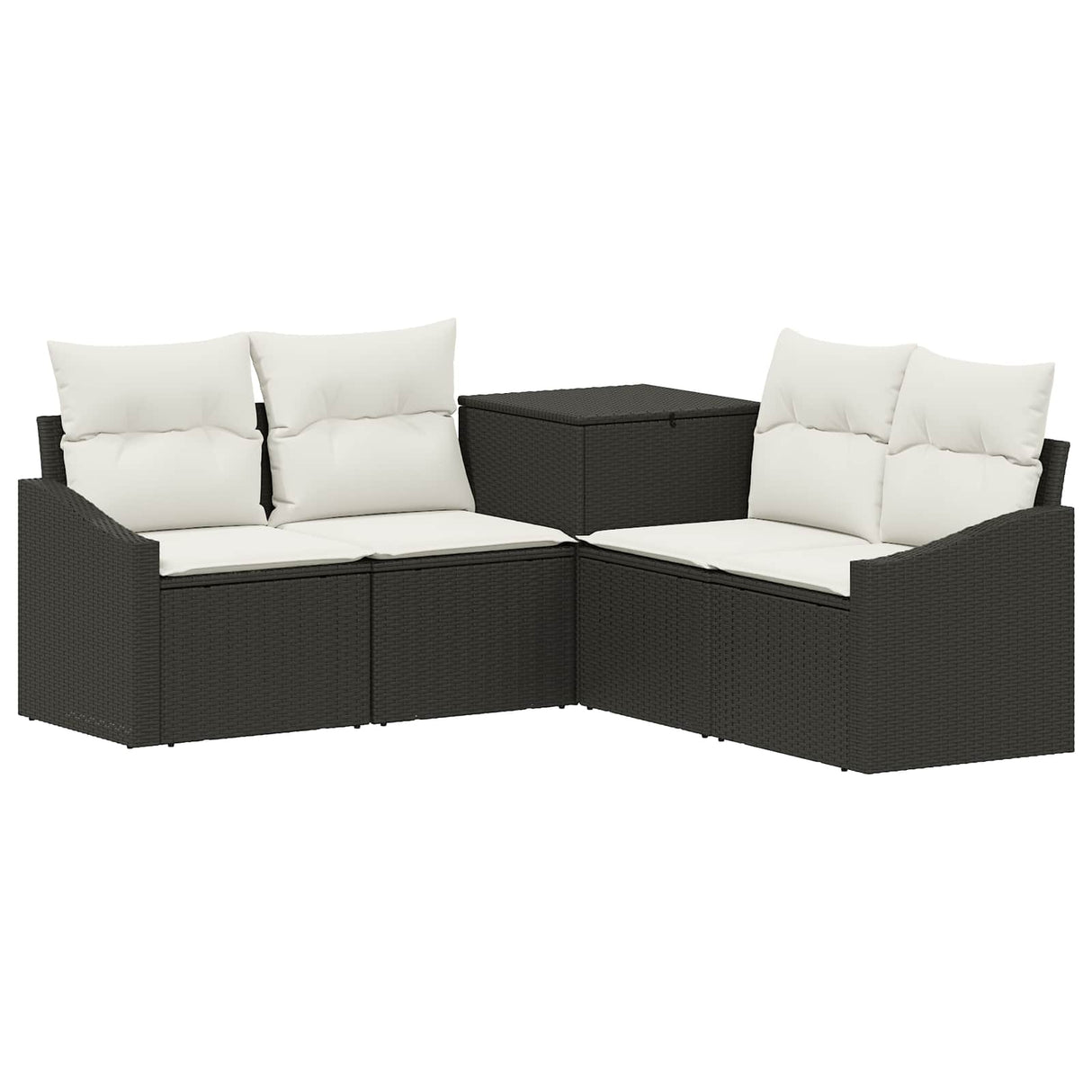 vidaXL Bankstel 5 st Zwart Poly Rattan en Staal