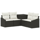 vidaXL Bankstel 5 st Zwart Poly Rattan en Staal