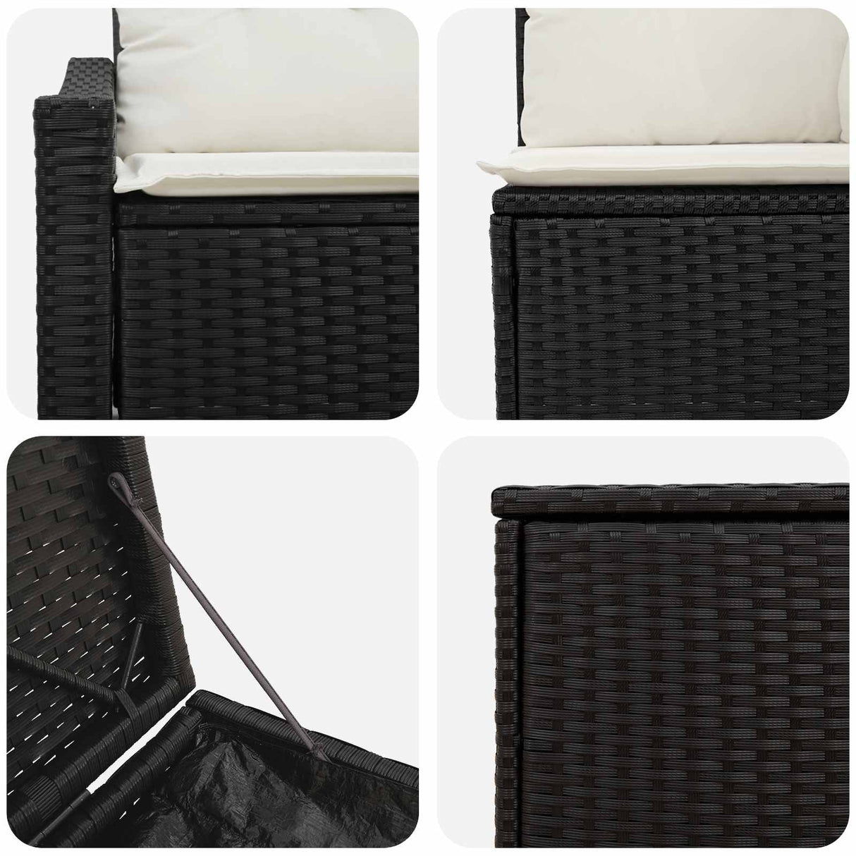 vidaXL Bankstel 5 st Zwart Poly Rattan en Staal