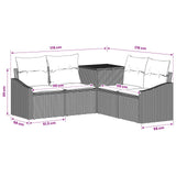 vidaXL Bankstel 5 st Zwart Poly Rattan en Staal