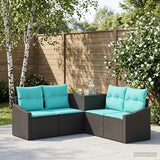 vidaXL Bankstel 5 st Zwart Poly Rattan en Staal