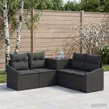 vidaXL Bankstel 5 st Zwart Poly Rattan en Staal