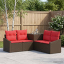 vidaXL Bankstel 5 st Zwart Poly Rattan en Staal