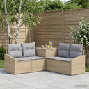 vidaXL Bankstel 5 st Zwart Poly Rattan en Staal