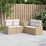vidaXL Bankstel 5 st Zwart Poly Rattan en Staal