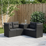 vidaXL Bankstel 5 st Zwart Poly Rattan en Staal