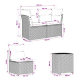 vidaXL Bankstel 5 st Zwart Poly Rattan en Staal