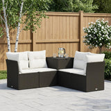 vidaXL Bankstel 5 st Zwart Poly Rattan en Staal