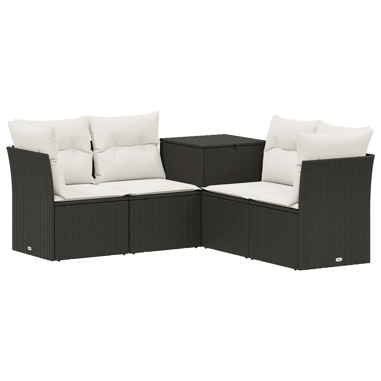 vidaXL Bankstel 5 st Zwart Poly Rattan en Staal