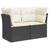 vidaXL Bankstel 5 st Zwart Poly Rattan en Staal