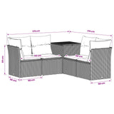 vidaXL Bankstel 5 st Zwart Poly Rattan en Staal