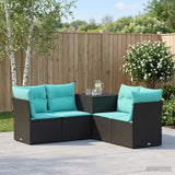 vidaXL Bankstel 5 st Zwart Poly Rattan en Staal