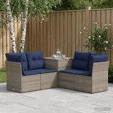vidaXL Bankstel 5 st Zwart Poly Rattan en Staal