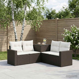 vidaXL Bankstel 5 st Zwart Poly Rattan en Staal
