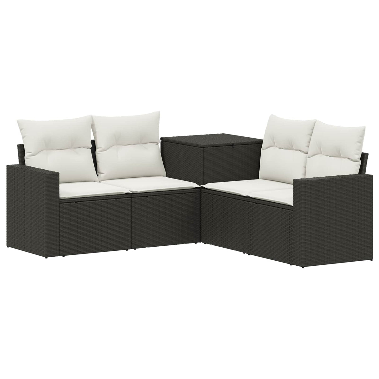 vidaXL Bankstel 5 st Zwart Poly Rattan en Staal