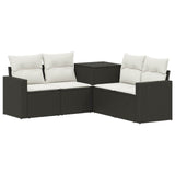 vidaXL Bankstel 5 st Zwart Poly Rattan en Staal