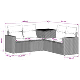 vidaXL Bankstel 5 st Zwart Poly Rattan en Staal