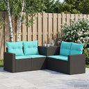 vidaXL Bankstel 5 st Zwart Poly Rattan en Staal