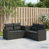 vidaXL Bankstel 5 st Zwart Poly Rattan en Staal